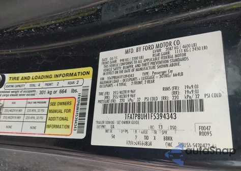 2015 Ford Mustang Ecoboost Premium из США, поврежденный, VIN 1FATP8UH1F5394343